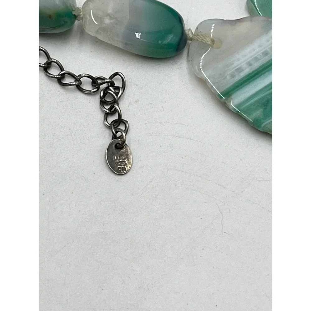 Lucas Lameth LC Green‎ Banded Chunky Agate Slab Stone Necklace